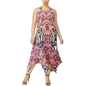 INC International Concepts Asymmetrical Pink and Black Dress